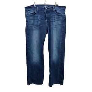 7 For All Mankind Austyn Relaxed Straight Jeans Mens 40 Blue Faded Wash Stretch